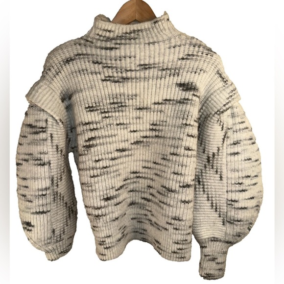 Varley Belgrave Knit Wool Balloon Sleeve Dalmatian Marled Sweater Small - Picture 2 of 10